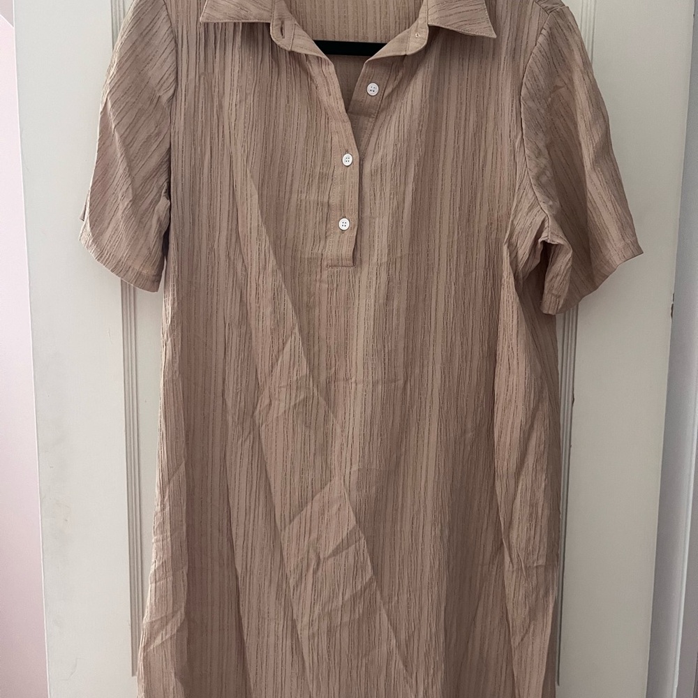 Tan Short Sleeve Shirt dress